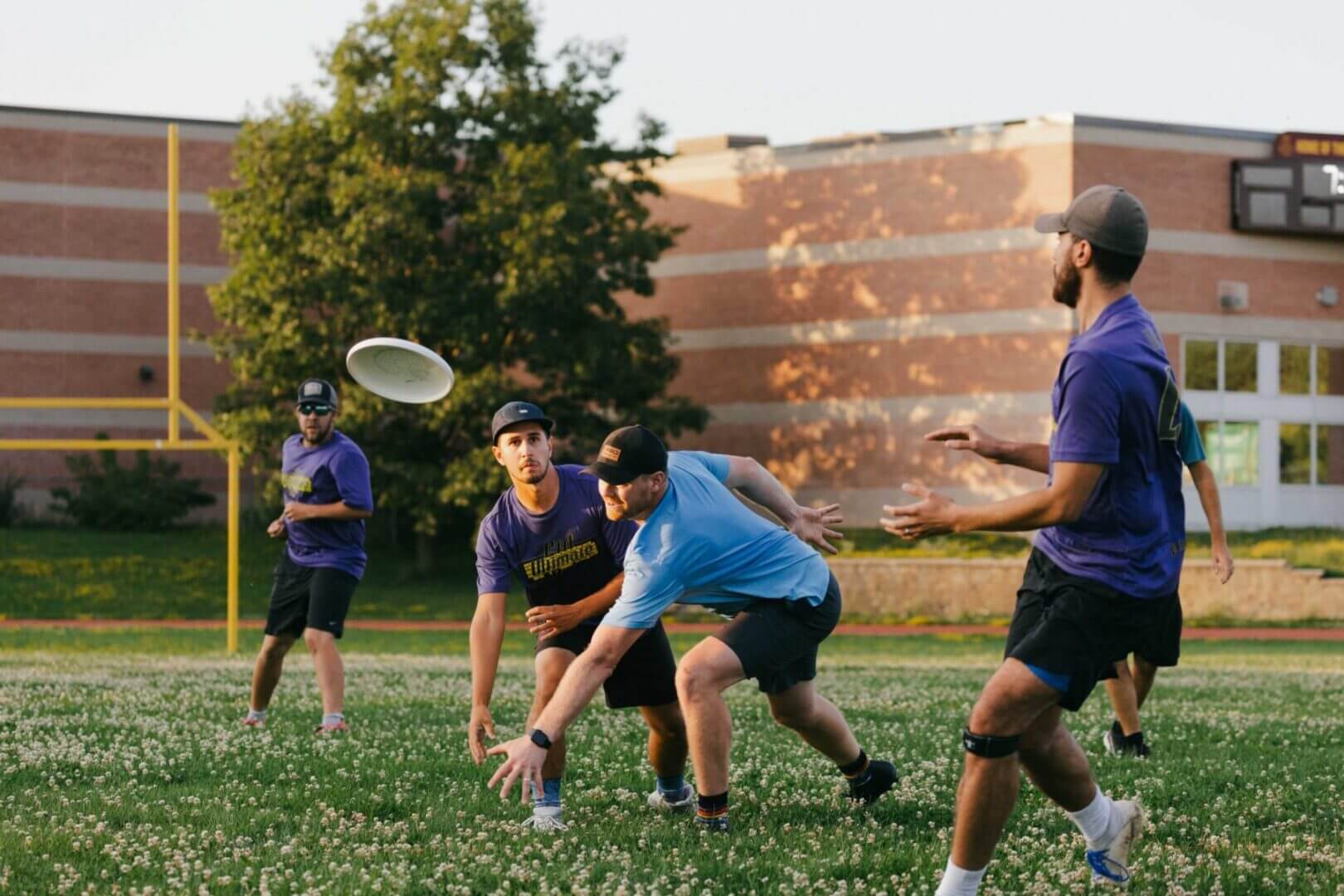 Recreational Ultimate Frisbee match at a local Tacoma park