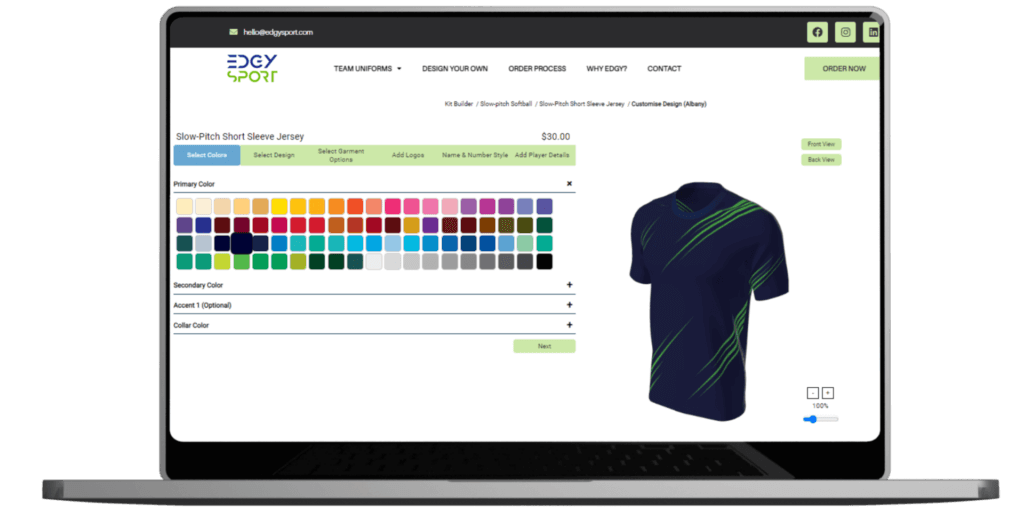 Step 2 color options for custom uniform