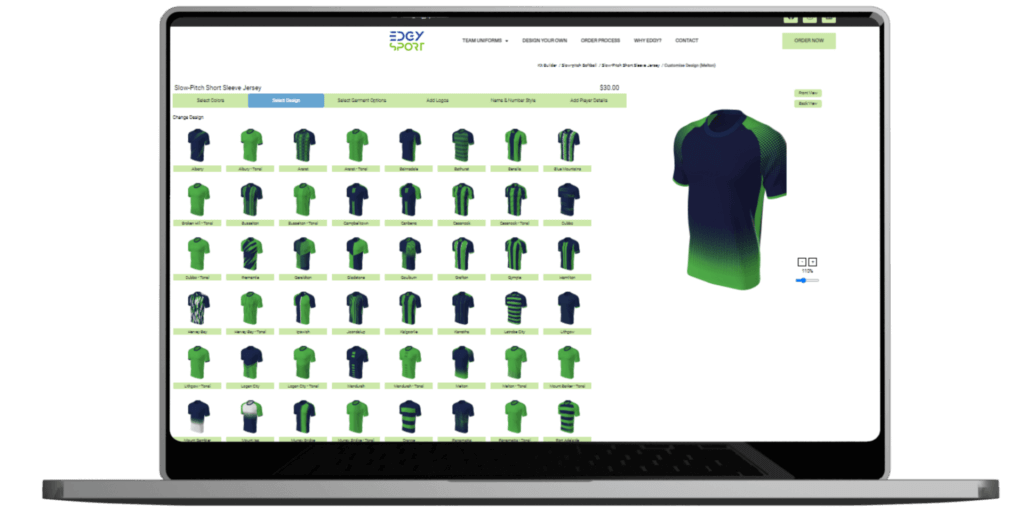 Step 3 design options for custom uniform designer