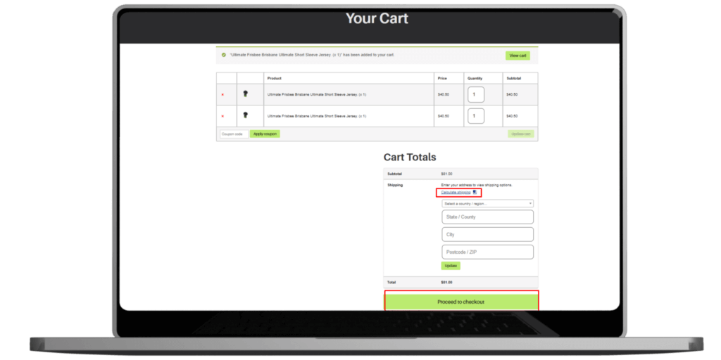 Step 8 placing order and checking out your ultimate frisbee uniforms
