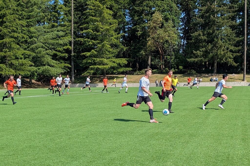 Greater Seattle Soccer League outdoor play on the field.